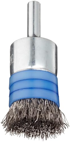 Image of Weiler 11113 0.0104 inch Wire Size, 302 Stainless Steel Bristles, Banded, Solid End, Stem-Mounted Crimped Wire End Brush, Made in The USA (Pack of 10)