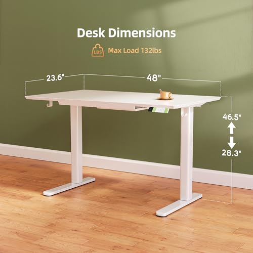 Image of INNOVAR Glass Standing Desk with Drawers 48x24 Inch Super White