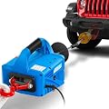 NEWTRY 1,100lb Electric Hoist with Wire Remote Control 16ft/min, 110/120 Volt 25ft Portable Electric Winch w/Straps
