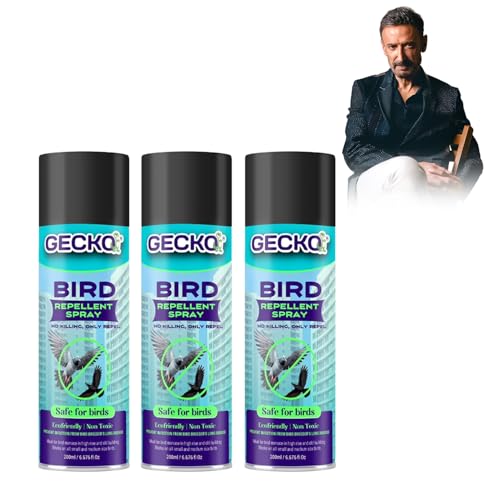 Gecko Bird Repellent Spray for Home & Office | Non-Toxic Pigeon Repellent | Safe Bird Control Solution | Only Repels | Easy-to-Use Spray - Pack of 3 (200 ML) - FORMULATION 20X