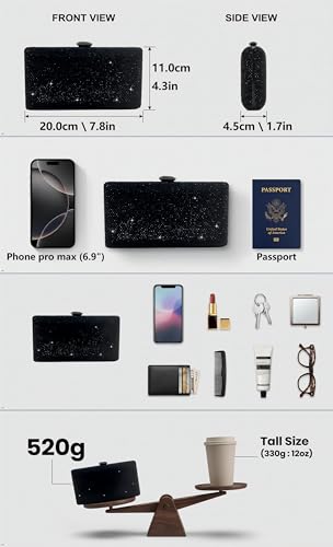 Image of Boutique De FGG Crystal Evening Bags for Women Formal Party Box Clutch Wedding Rhinestone Handbags Bridal Clutch Purse,Mini