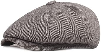 Men Newsboy Flat Cap Boston Bowler Hats 