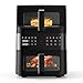 Produktbild Heißluftfritteuse Doppelstapel mit Sichtfenster, Double Stack Kammern 10L Airfryer,10-in-1 Voreingestellten Programmen, Touchscreen, Intelligente und Timer, Energiesparend, Friteuse ohne Öl, Schwarz