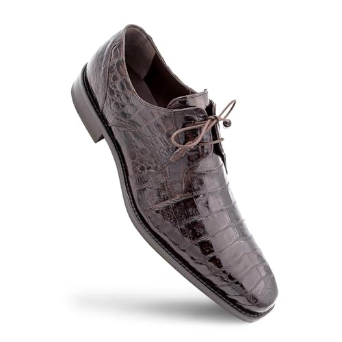 Image of Mezlan Anderson Crocodile Lace Up - Men's Genuine Crocodile Plain Toe Blucher with Memory Foam Insole - Handmade in Spain