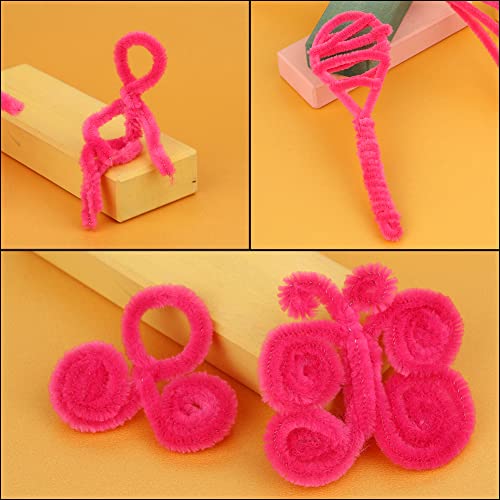 Image of 100 Pieces Pipe Cleaners Craft Chenille Stem Rose Red Pipe Cleaners | Fuzzy Sticks Pipe Cleaners for Crafts Festival Home Decorations