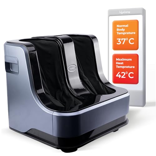 Lifelong Calf, Foot and Leg Massager Machine for Home - Pain Relief Massage for Legs - Heat + 4 Vibration Motors - Rolling, Kneading, and Shiatsu - Improve Blood Circulation, 80W (Blue,LLM945)