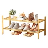 Toolola Bamboo Shoe Rack for Closet 2 Tier, Space-Saving Stackable Shoe Organizer for Entryway, Dorm, Garage, Natural