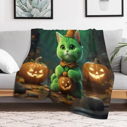 Plaid polaire Halloween chat couverture douce et chaude pour canape lit - 3