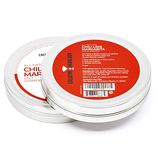 The Spice Lab Glass Cocktail Rimmer for Martinis & Margaritas - Drink Rimmer- Gluten Free Non-GMO No MSG All Natural Brand - Rim Sugar or Salt for Cocktails (Chili Lime Salt)