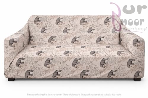 Image of Gurnoor Sofa Cover One 3 Seater and Two 1 Seater Fully Covered Universal 5 Seater for Living Room Non-Slip Sticky Elastic Stretchable Couch Sofa Set Slipcover Protector(Elephant)