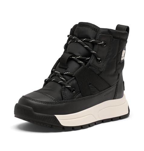 Sorel Youth Whitney III Mid Waterproof Winter Boot, Black/Sea Salt, 2
