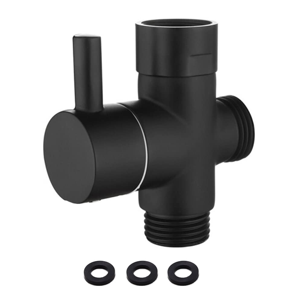 3 Way Shower arm Diverter Valve Shower Arm Diverter Valve Silver, Black, Brushed Nickle Shower Diverter G 1/2" Brass Shower arm Diverter Valve (Black)