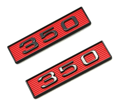 Image of 2Pcs 350 Emblems 350ci 5.7L Block Engine Hood Scoop Badge 3D Decals Stickers Cars Trucks (Black Red)