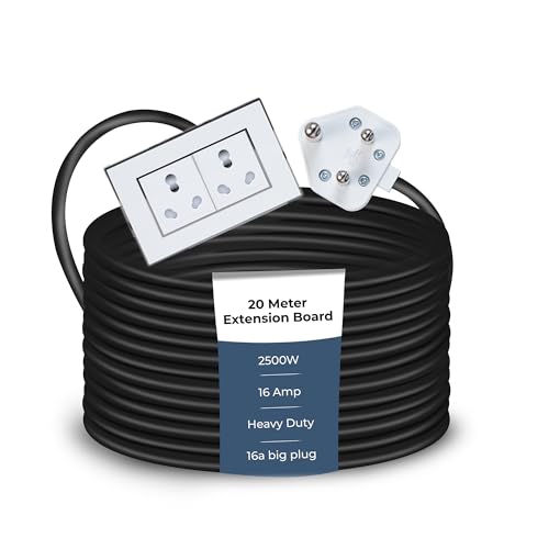 Image of Extension Board Heavy Duty Multi Socket 15A /16A /20A (2500 Watts 16A Big Plug and Two 16A Socket, 20 Meter)