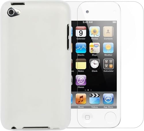 Baeruuss Funda compatible con iPod Touch 4 + protector de pantalla de vidrio templado (blanco transparente)