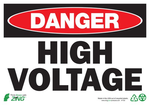 Panneau de sécurité danger haute tension Zing 1103A durable