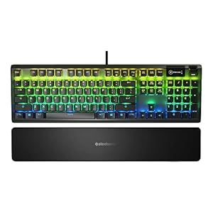 SteelSeries USB Apex 5 Hybrid Mechanical Gaming Keyboard â Per-Key RGB Illumination â Aircraft Grade Aluminum Alloy Frame â OLED Smart Display (Hybrid Blue Switch)