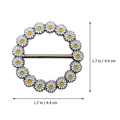 Amosfun 2Pcs Daisy Scarf Ring Clip T- Shirt Tie Clips Metal Circle Clip Buckle Clothing Ring Wrap Holder Waist Buckle Button Round Brooch Pin For Women Ladies Girls Clothing Decoration #TOP1