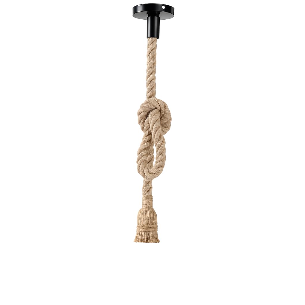 Industrial Vintage Hemp Rope Pendant Light, Ceiling Pendant with E27 Lamp