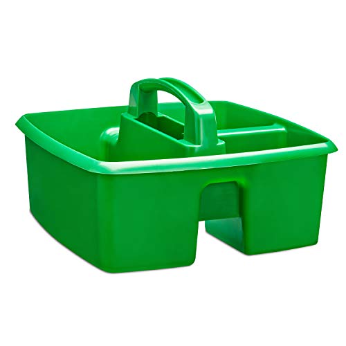 Image of Storex 3-Compartment Small Caddy - Multipurpose Classroom Organizer with Handle, Grass Green, 5-Pack (01007U06C)