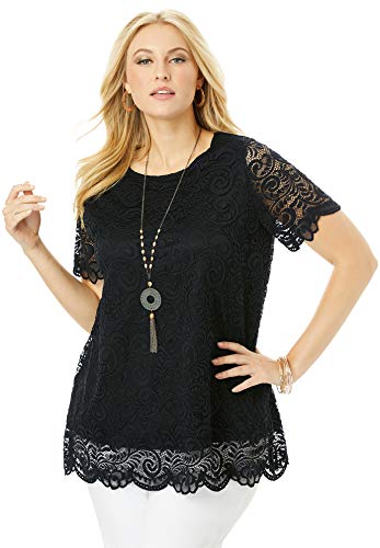 Jessica London Women's Plus Size Stretch Lace Tunic