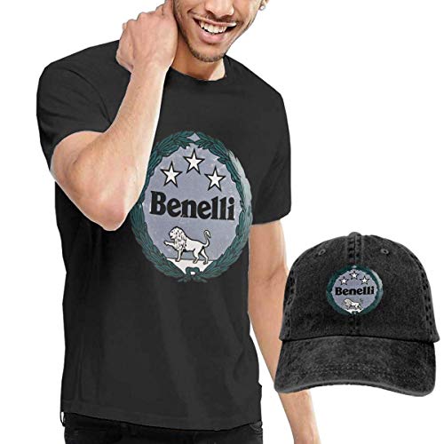 Baostic Camisetas y Tops Hombre Polos y Camisas, New Benelli-Logo Fashion T-Shirt+Cowboy Hat for Man Black