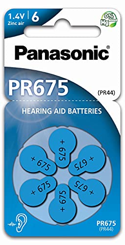 60x Panasonic Worldwide PR675 hearing aid battery (blister of 10) (PR44) 24600 368 436 1.4 V Zinc Air