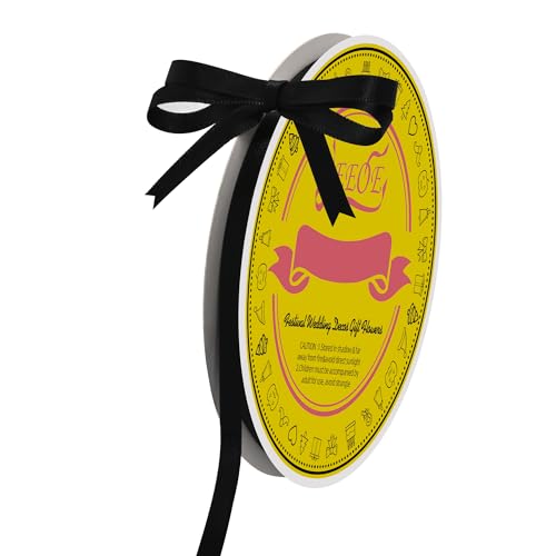 Image of Double Face Black Satin Ribbon 1 /4 inch X 50 Yards Polyester Black Ribbon for Gift Wrapping Very Suitable for Weddings Party Hair Bow Invitation Decorations and More