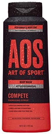 Art of Sport Menโs Body Wash, Charcoal Activated Shower Soap, Citrus Fragrance, Made with Natural Botanicals, Moisturizing Tea Tree Soap, Made for Athletes, Compete Scent, 16 fl oz (Pack of 1)