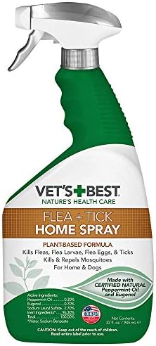 Vet's Best Flea and Tick Home Spray | Flea Treatment for Dogs and Home | Plant-Based Formula | 32 Ounces