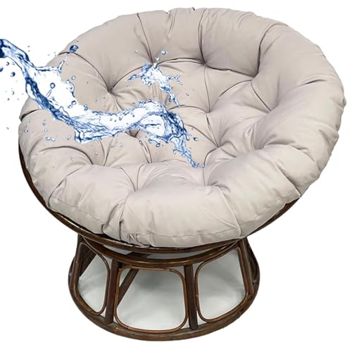 Waterproof Round Papasan Chair Cushion for Outdoors, Hanging Basket, Rattan, Bird's Nest, Swing (Light Grey, 120x120cm/47.2In)