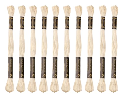 Image of 12 Skeins Embroidery Cotton Floss is 100% Egyptian Long Fiber Cotton of 8.75yds Each Cottons Cross Stitch Thread for Hand Embroidery DIY Creation and Friendship Bracelet String. (12, Beige)