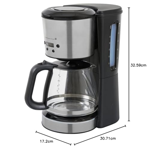 Tarrington House Kaffeemaschine, Edelstahl/Glas, 1,5 L, schwarz/silber – Bild 3
