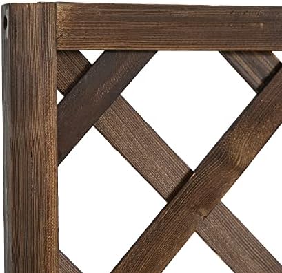 Outsunny 72.5 x 31.5 x 149.5 cm 45L Garden Wooden Pine Trough Planter with Topped Trellis Climbing Plants Flower Raised Bed, Carbonised Finish