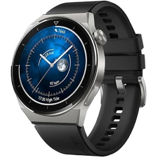 HUAWEI WATCH GT 3 Pro 46mm Smartwatch, Titangehäuse, Saphirglas, Tauch Modus,lange Akkulaufzeit, dratlosses Aufladen,Herzfequenz- und SpO2 Überwachung, Bluethooth Anrufe, Deutsche Version, schwarz