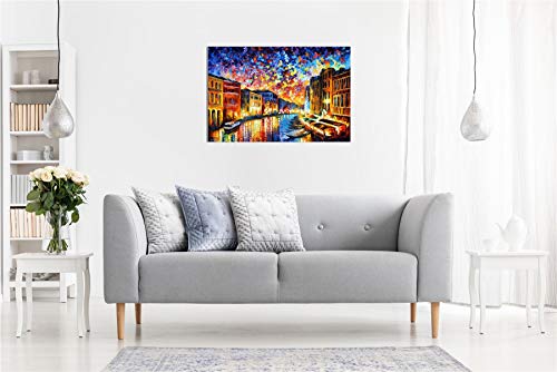 Venice Grand Canal By Leonid Afremov Canvas Wall Art Picture Print For Home Decor (24X16) #TOP2
