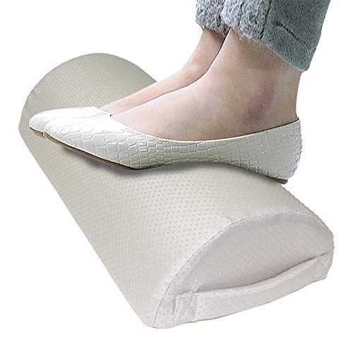 Foot Rest Under Desk,Soft Foam Footrest with Massaging Micro Beads for Office, Home, Plane, Most Comfortable Desk Foot Rest in The World for Lumbar, Back, Knee Pain,Foot Stool Rocker (White)