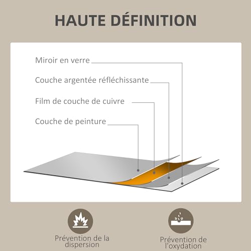 Miroir mural rectangulaire 60x40 bois noir, HOMCOM