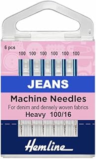 Hemline H103.100 | Heavy Jeans Machine Needles | 5pk 100/16 | Denim/Heavy Fabric