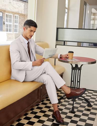 COOFANDY Men's 2 Piece Linen Cotton Suits Set Casual Linen Lightweight Suit Summer Beach Wedding4