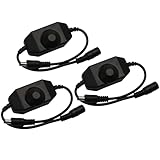 BokWin 3 Pack LED Strip Light Dimmer Switch, DC12V-24V PWM Rotary Stepless Controller for LED String Lights Christmas Lights, Black