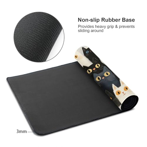Grand tapis de souris de jeu pour le travail de bureau imprimé chat - 4