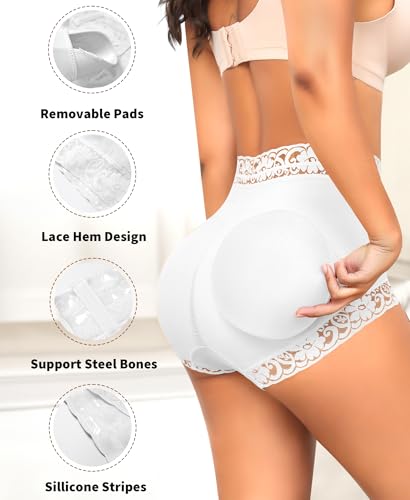 Image of Padded Underwear for Women Butt Pads Shapewear Shorts Booty Padding Lace Panties Butt Lifter Hip Enhancer