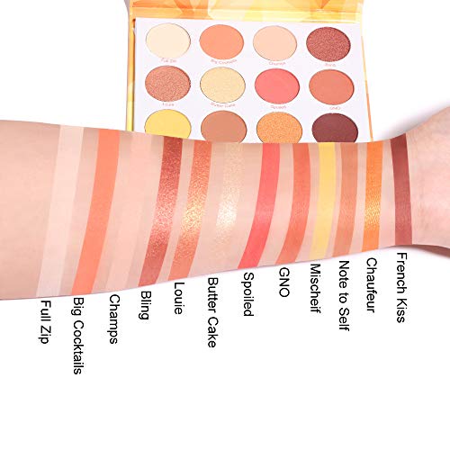 Yeweian Glitter Matte Orange Pink Eyeshadow Palette, 12 Colors Shimmer High Pigmented Eyeshadow Makeup Palette Lasting Waterproof Brown Eyeshadow Palette For Girl Women #TOP4