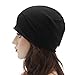 ZLYC Cotton Thin Slouchy Beanie Hat for Men Women Fashion Soft Stretch Knit Skull Cap (Solid Black)
