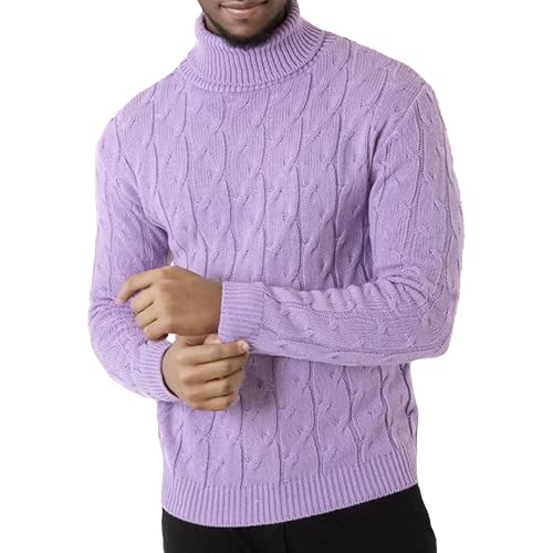 Mens High Neck Long Sleeve Mock Turtleneck Classic Raglan Sleeve Pullover Waffle Textured Knitted Sweaters