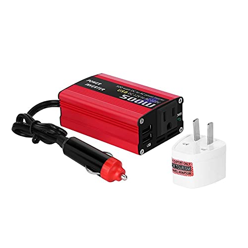 Richoyster Convertidor de Corriente de 500W DC a AC DC 12V a 110V 220V AC Transformador automático del inversor del Coche con Adaptador de Coche USB Dual Cover