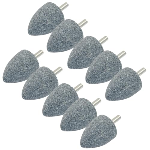 Unlorspy 10Pcs 30mm Bullet Shape Aluminum Oxide Grinding Stones with 1/4" Shank for Rotary Tools, Cone Shape Grind Stone for Metal, Wood, and DIY Projects(Gray)
