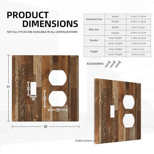 Couvercles de prise de courant rustique marron grain de bois pour plaque murale ferme
