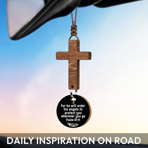 Inspirational Cross Ornament for Car Mirror – Daily Bible Verse Scanner, Christian Rearview Hanging Accessory, Perfect Gift for Believers - Image 4